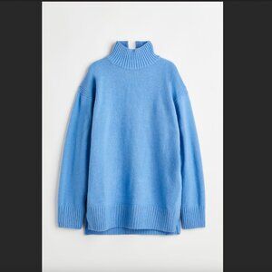 H&M | Cornflower Blue High Neck Tunic Sweater Size Small